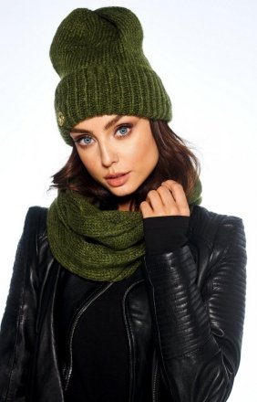 *Zimowy komplet czapka i szalik khaki LC119 *Zimowy komplet czapka i szalik khaki LC119