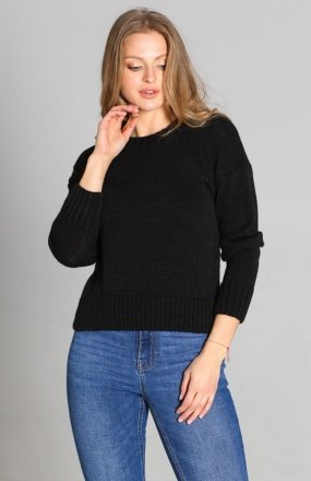 MKM SWE258 gładki, czarny sweterek damski 