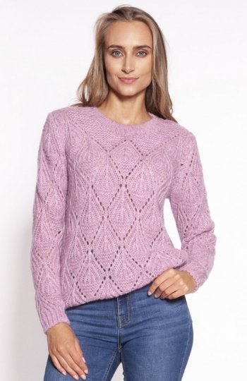 MKM SWE266 ażurowy sweterek damski różowy 