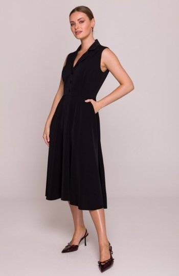 Stylove S409 sukienka z rozpinanym dekoltem czarna 