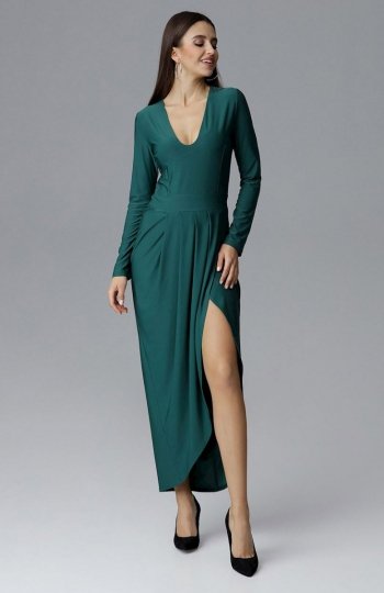 Figl M636 sukienka długa zielona