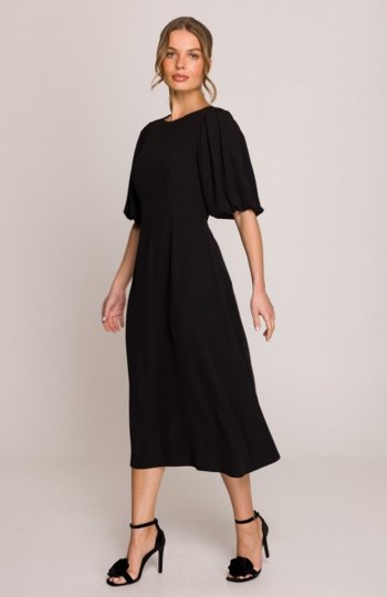 Stylove S399 sukienka z bufiastymi rękawami czarna 