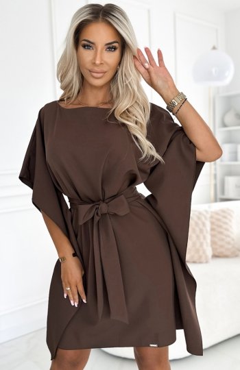 Numoco 287-33 SOFIA sukienka motyl z wiązaniem w pasie 