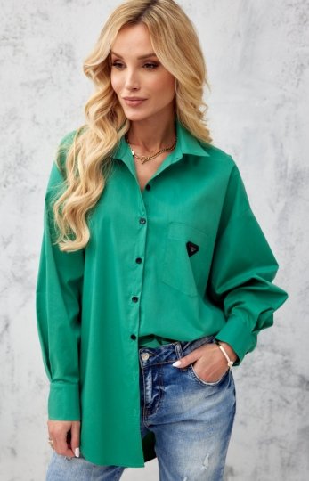 Oversizowa koszula damska zielona 0123