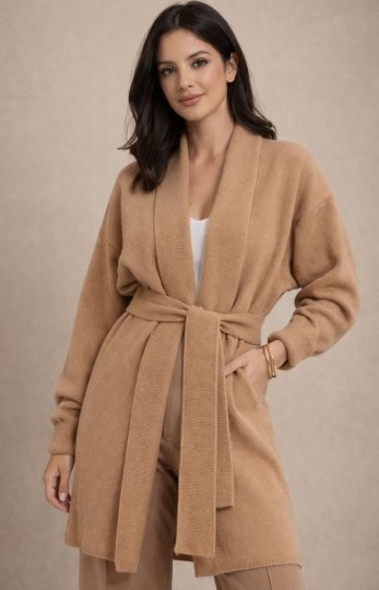 *Kaszmirowy sweter z wiązaniem Fobya F1120