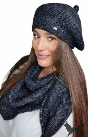 Zimowy beret damski Ofelia grafitowy