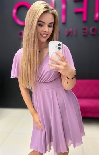 Nifiko Mona szyfonowa sukienka wrzosowa 