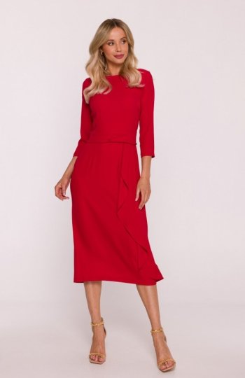 Stylove S425 sukienka z falbaną czerwona 