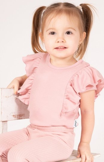 Różowe body dziecięce z falbankami