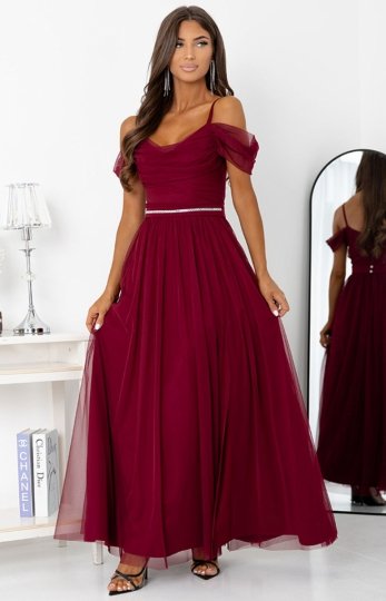 Duet Kiara długa sukienka wieczorowa z rozcięciem borodowa