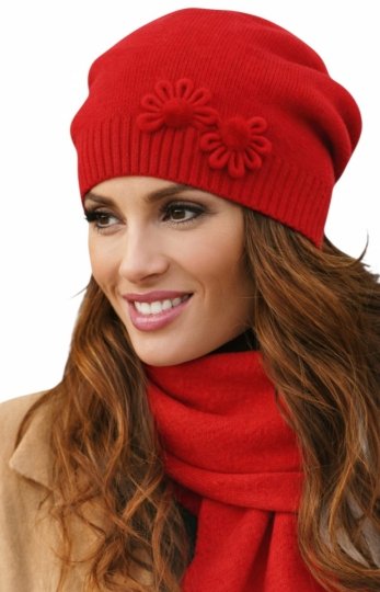 Czerwona czapka z wełny o eleganckim charakterze Abella 