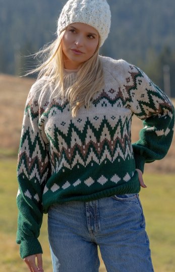 Oversizowy sweter w norweski styl F1367-2