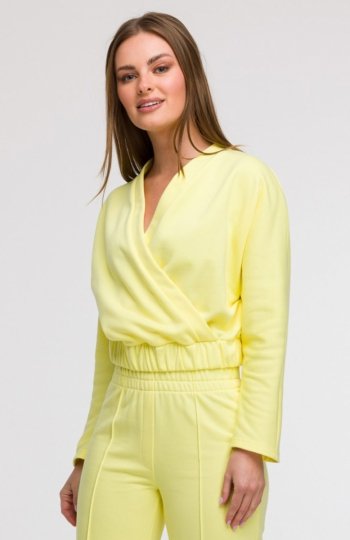 Bewear B292 bluza z kopertowym dekoltem cytrynowa 