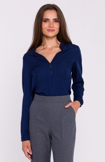 Stylove S375 bluzka z długimi rękawami granatowa 