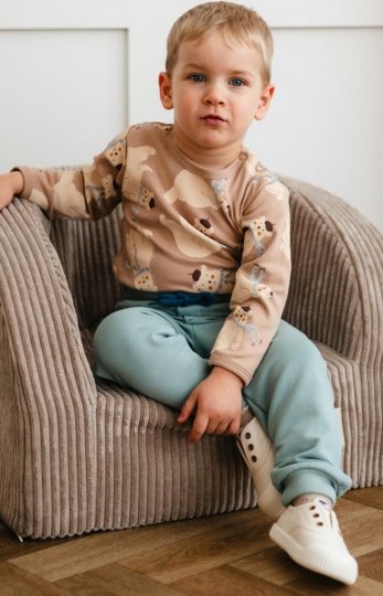 Body dziecięce beżowe z misiami w beretach – 100% bawełna