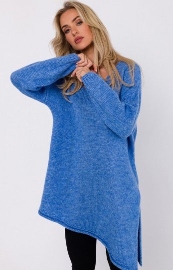 Moe M769 sweterkowa tunika asymetryczna niebieska