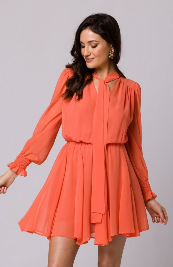 Makover szyfonowa sukienka z klinami pomarańczowa K168 