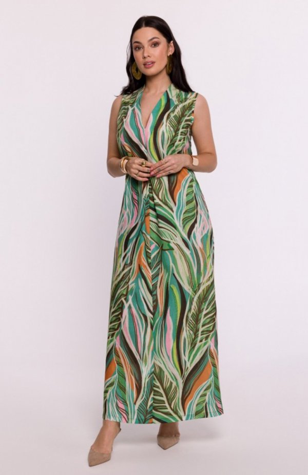 Bewear B283/4 sukienka maxi we wzór 