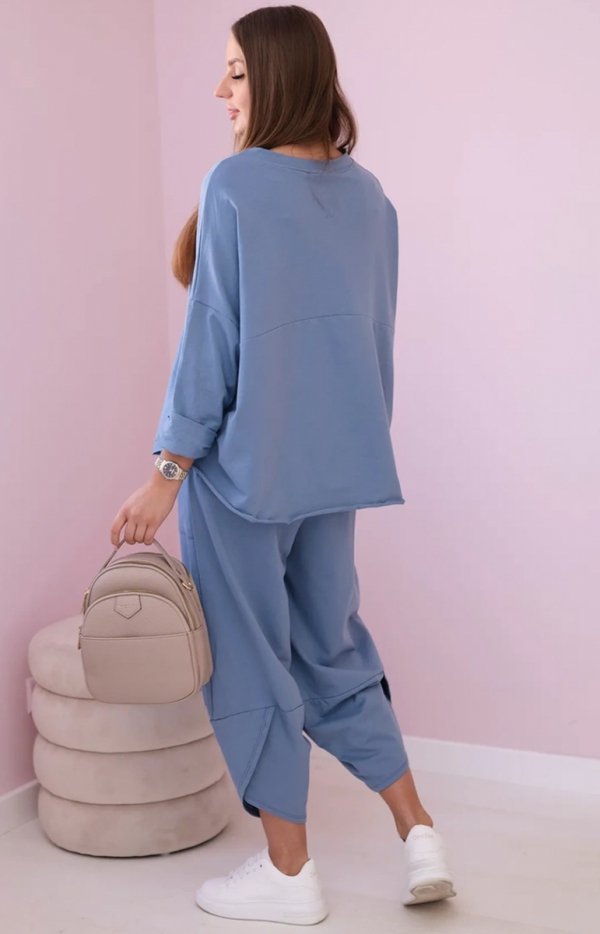 Komplet bawełniany bluza i spodnie jeansowy tył