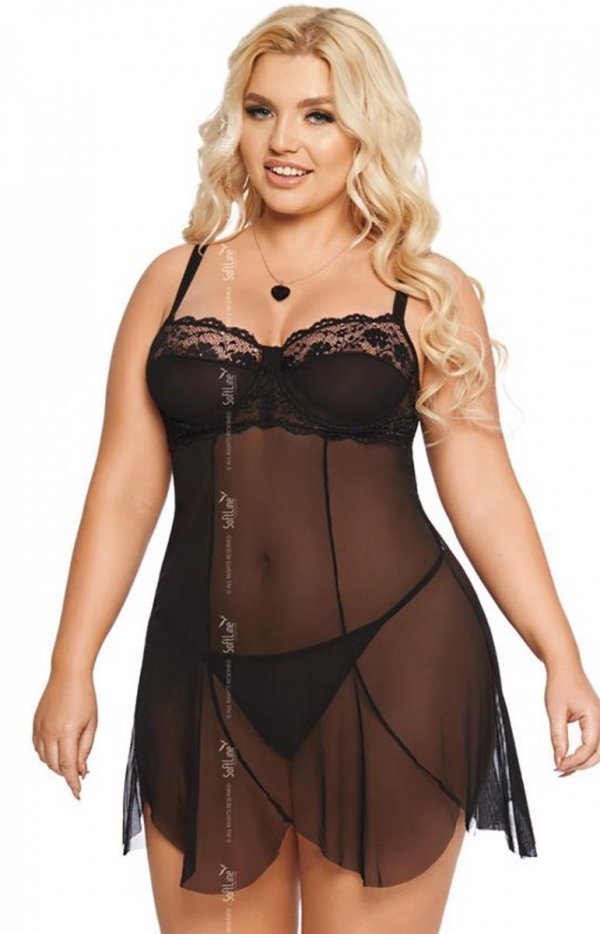 Seksowna czarna koszulka babydoll