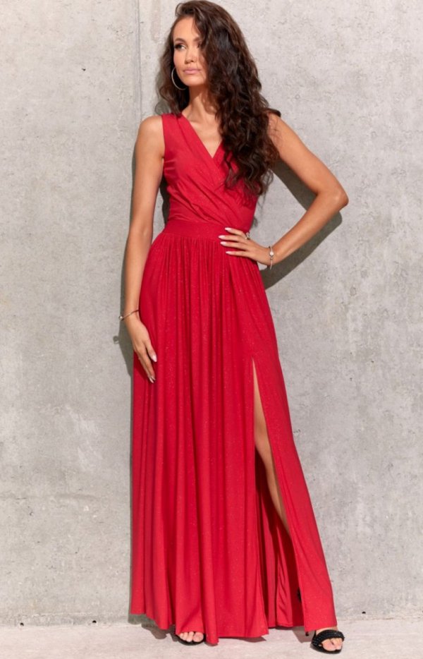 Wieczorowa długa sukienka czerwona Roco 0224a