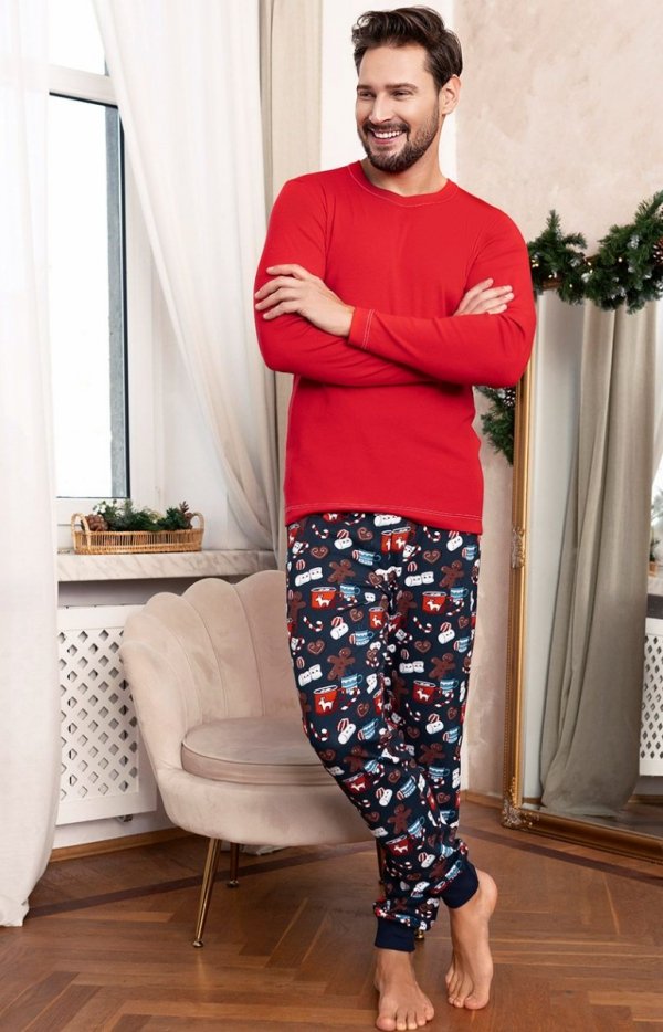 Italian Fashion Rojas piżama męska świąteczna czerwona