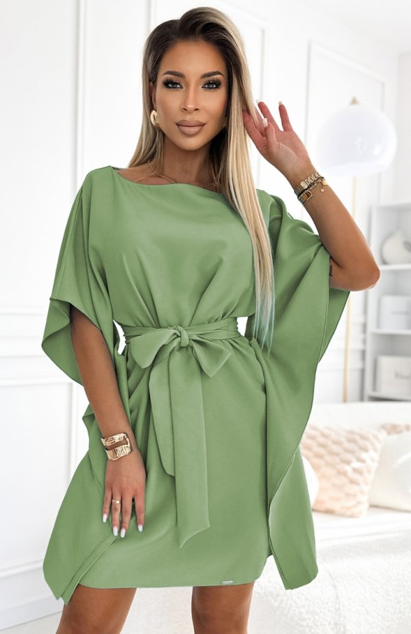 Numoco 287-27 SOFIA sukienka motyl z wiązaniem w pasie 