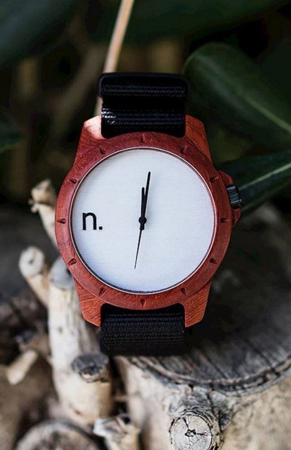Neat Sport padouk zegarek drewniany męski biały