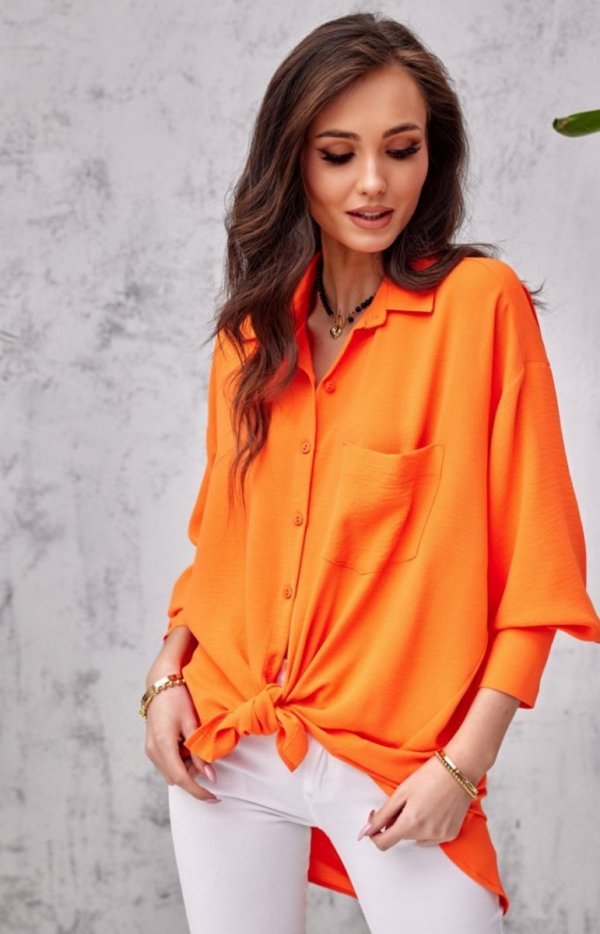 Oversizowa koszula damska orange 0107-1