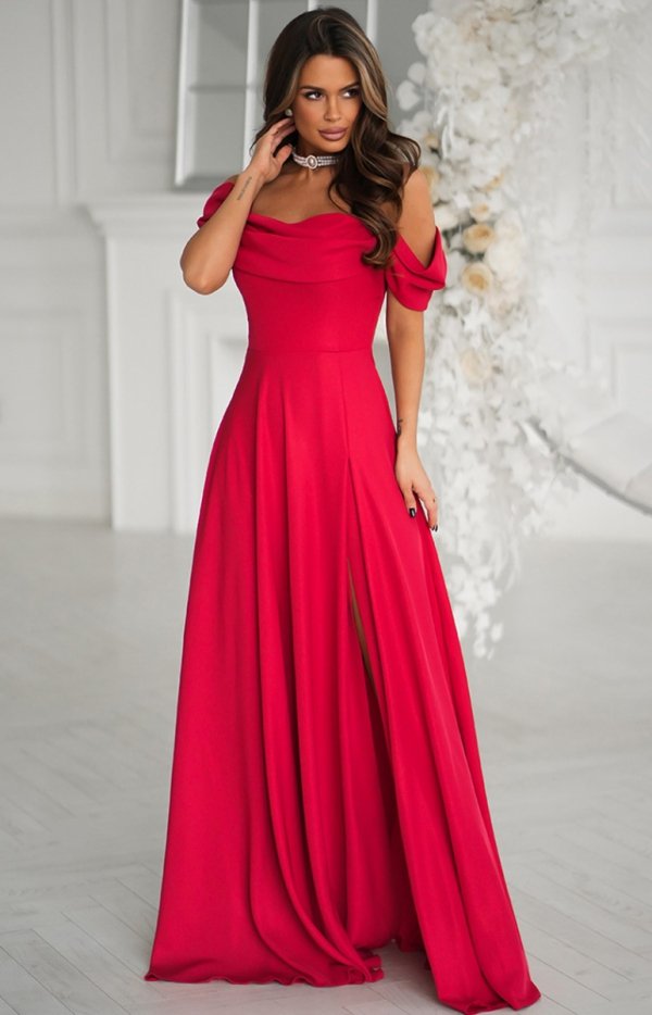 Bicotone 330 długa sukienka błysk czerwona-2