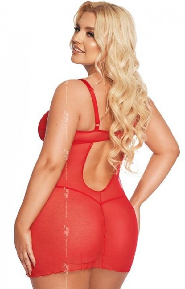 SoftLine Aldona koszulka plus size czerwona tył