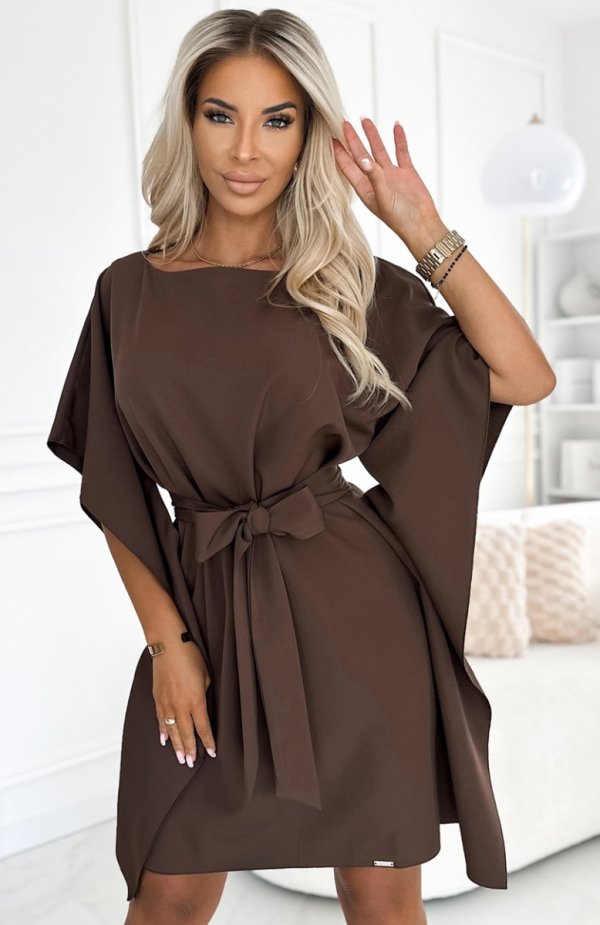 Numoco 287-33 SOFIA sukienka motyl z wiązaniem w pasie 