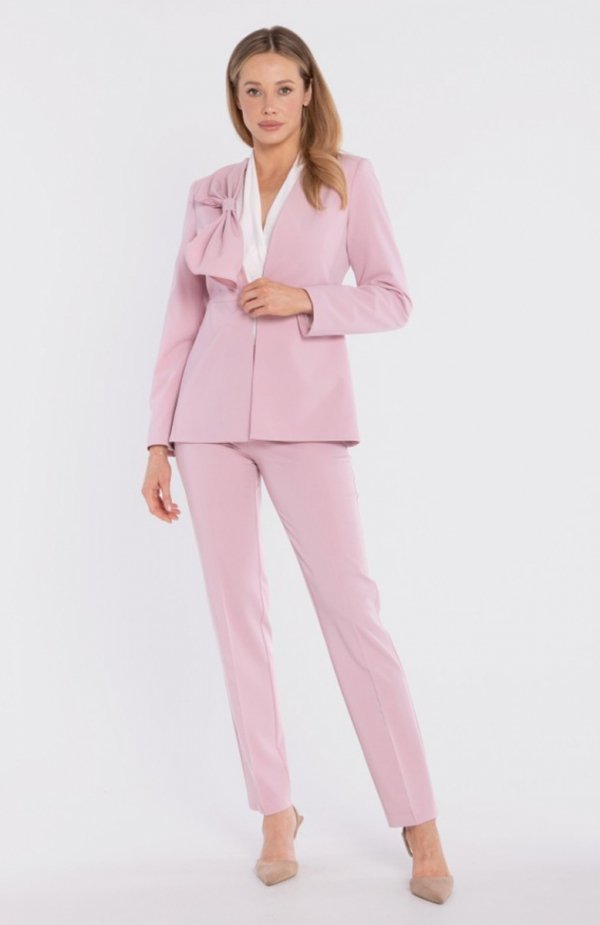 Stylove S433 spodnie cygaretki z bocznym zamkiem liliowe 