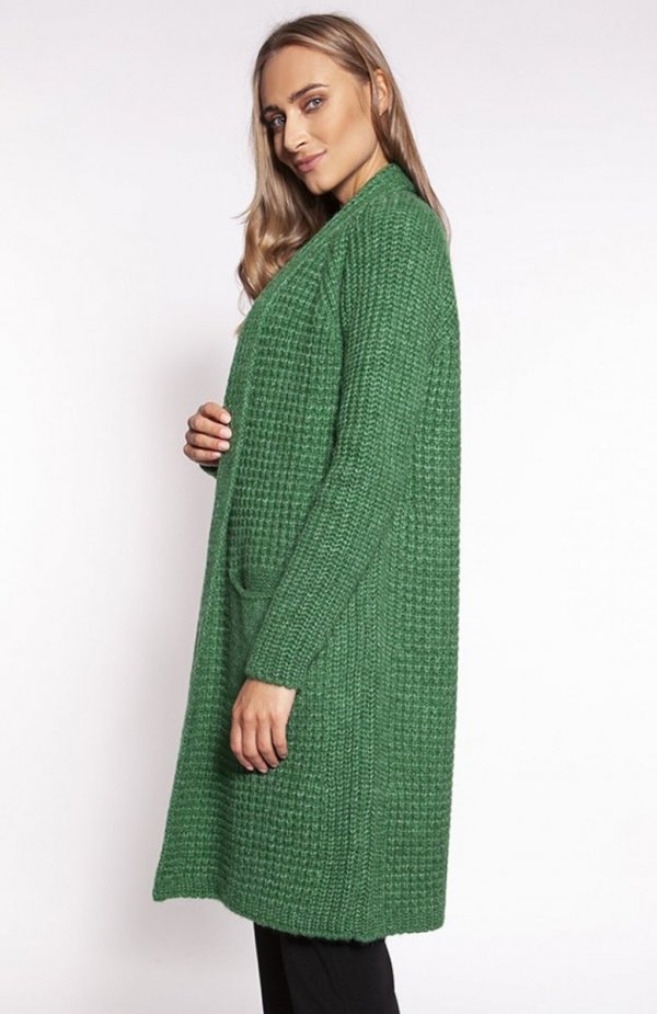 MKM PA015 swetrowy płaszcz zielony tył