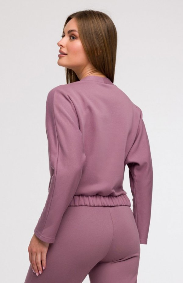 Bewear B292 bluza z kopertowym dekoltem wrzosowa tył