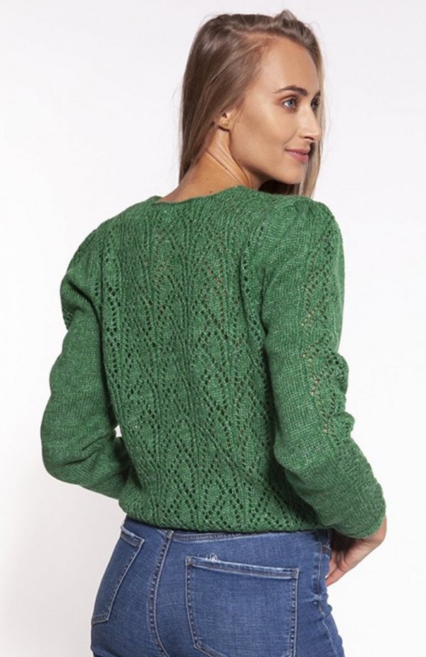 MKM SWE271 rozpinany sweterek damski zielony  tył