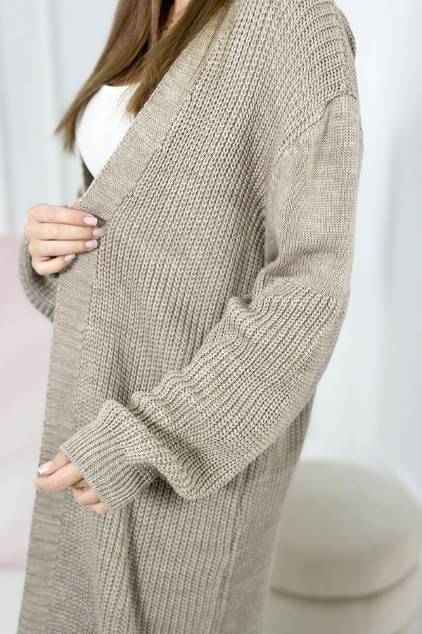 Sweter długi kardigan beżowy-1