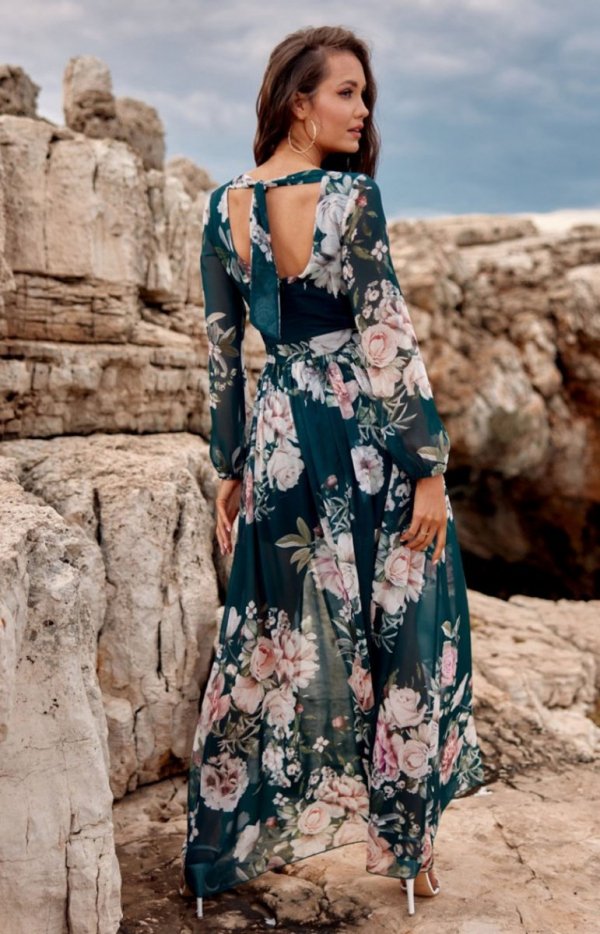 Stylowa sukienka maxi w kwiaty 0219/D45-3