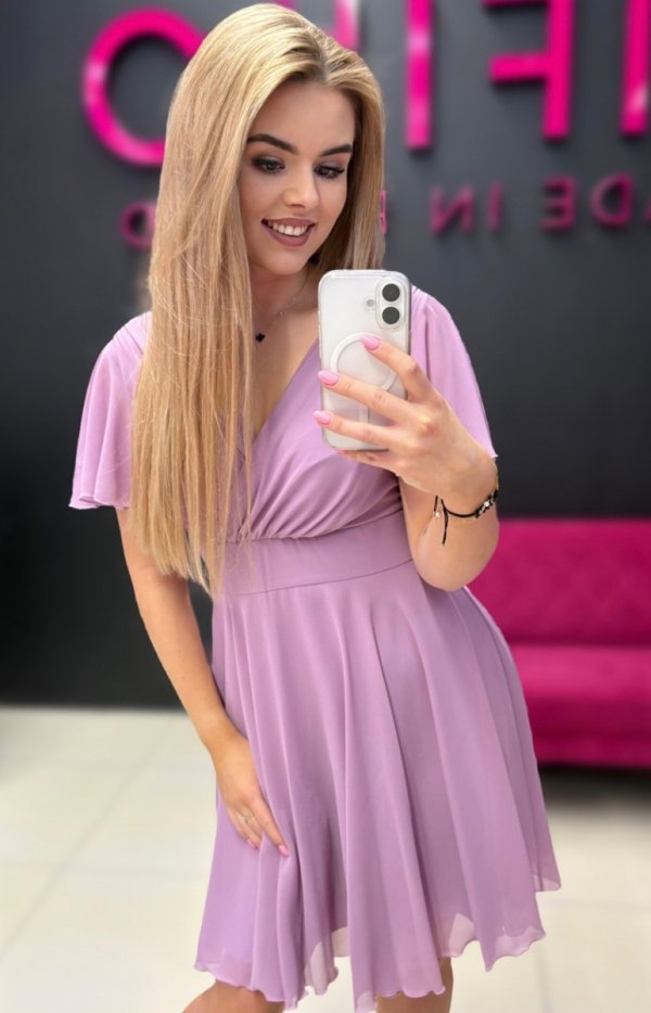 Nifiko Mona szyfonowa sukienka wrzosowa