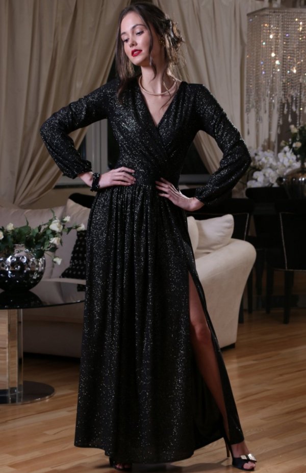 Roco 0227 sukienka czarno-srebrna