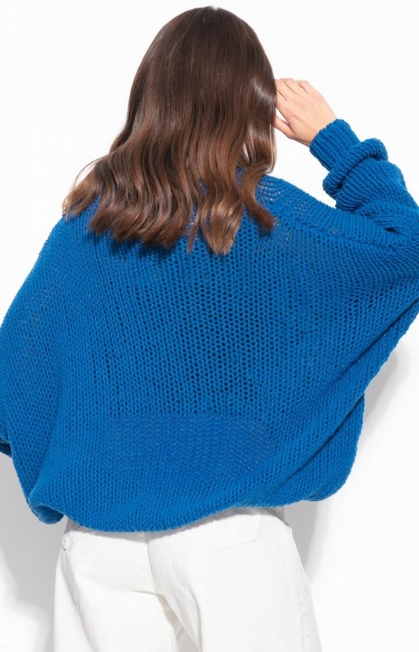 Wełniany sweter oversize niebieski Fobya F1128 tył
