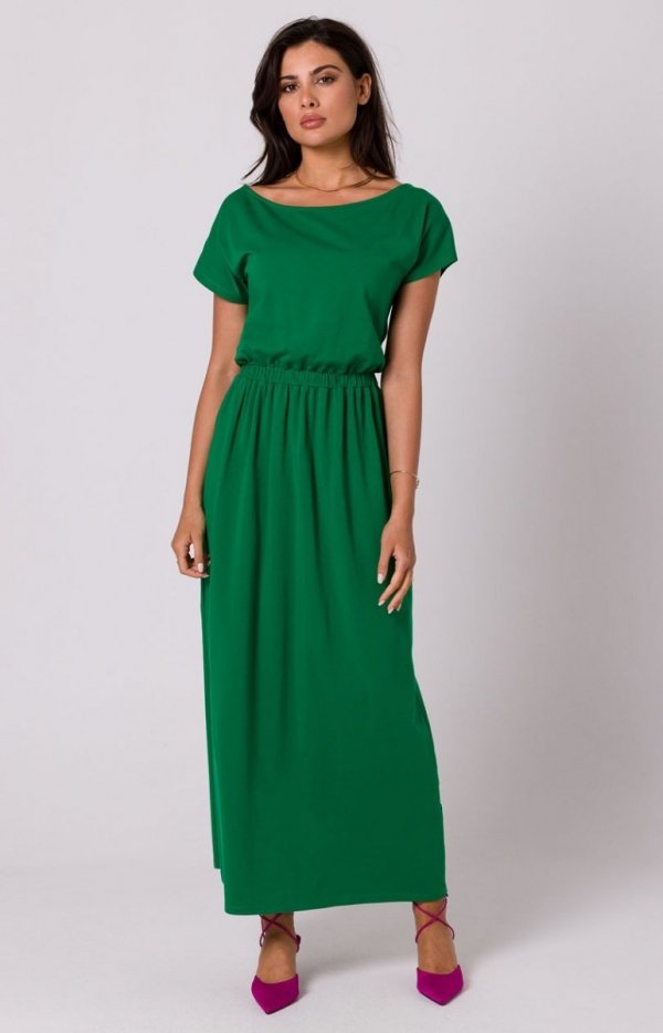 Bewear B264 maxi sukienka bawełniana zielona