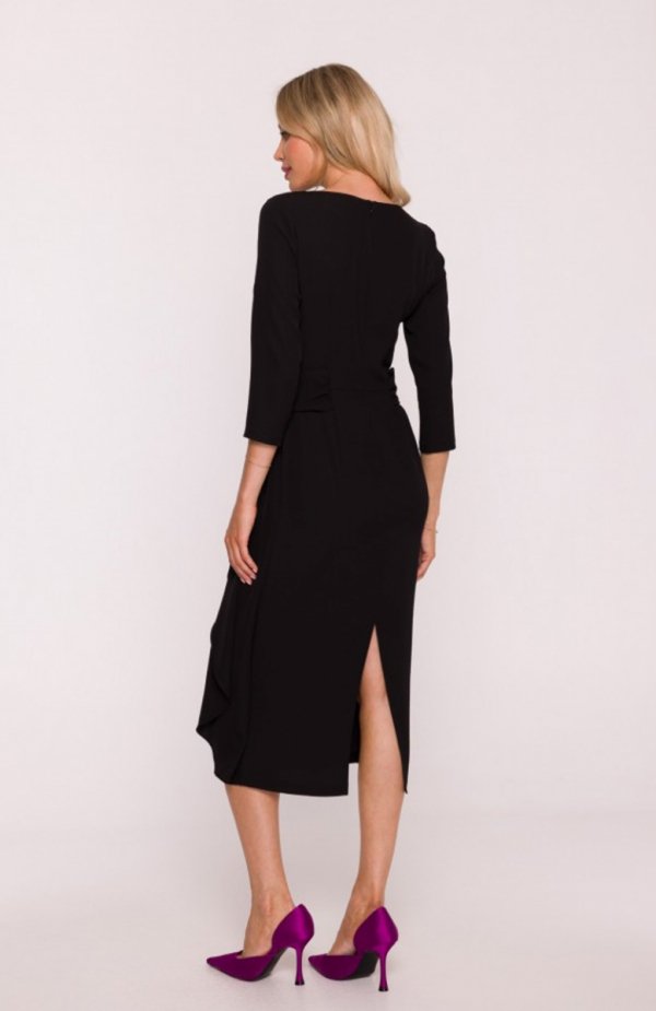 Stylove S425 sukienka z falbaną czarna tył