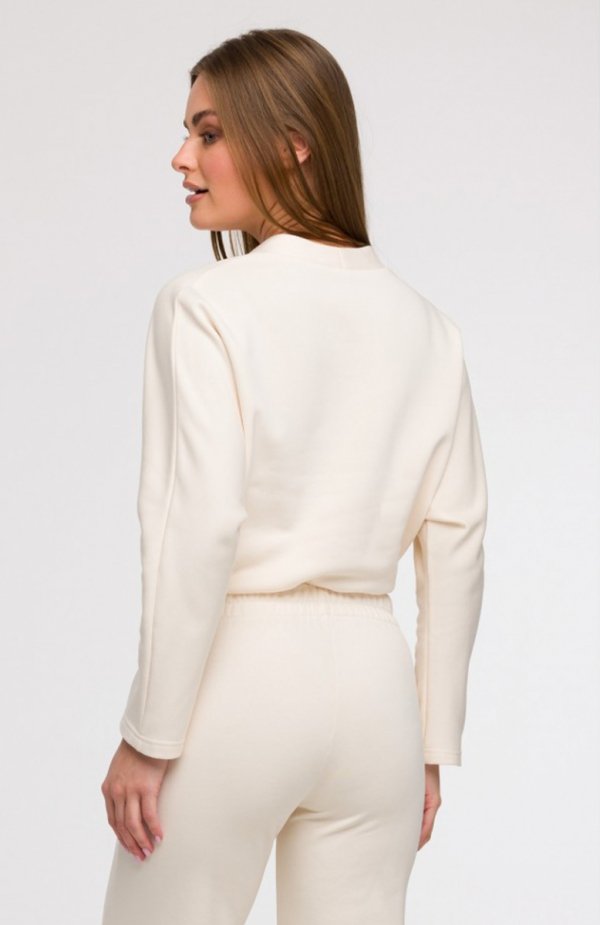 Bewear B292 bluza z kopertowym dekoltem waniliowa tył