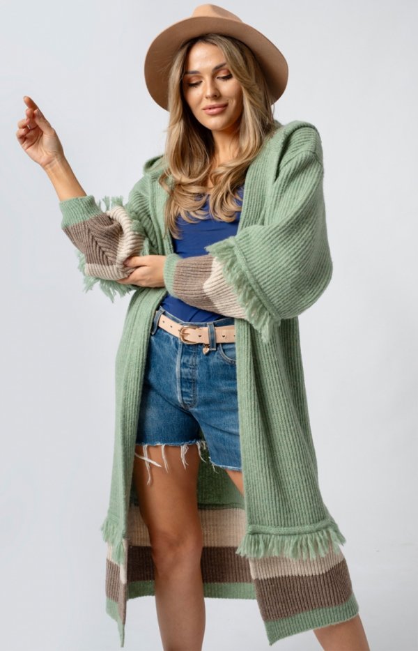 Lori oversizowy kardigan z kapturem oliwkowy-1