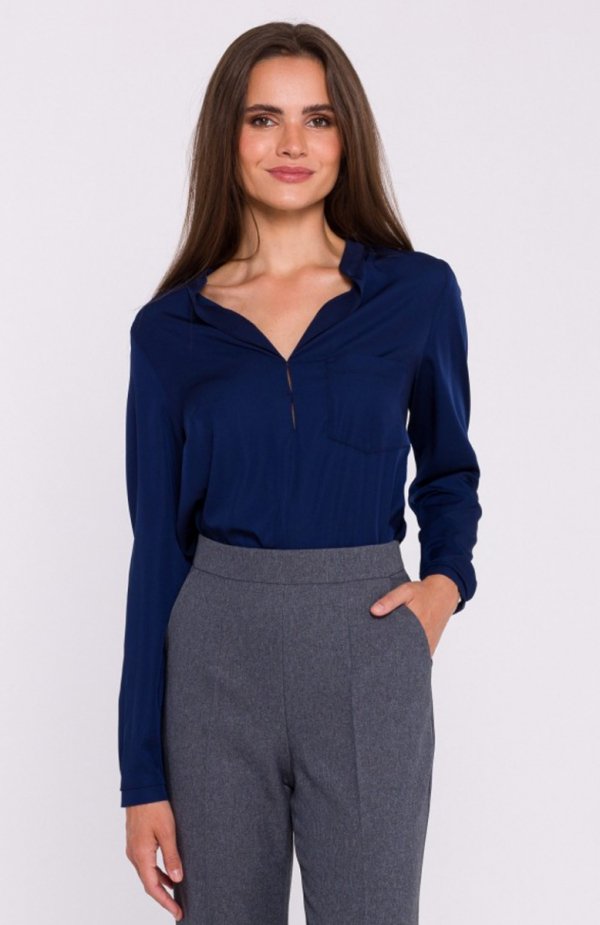 Stylove S375 bluzka z długimi rękawami granatowa 
