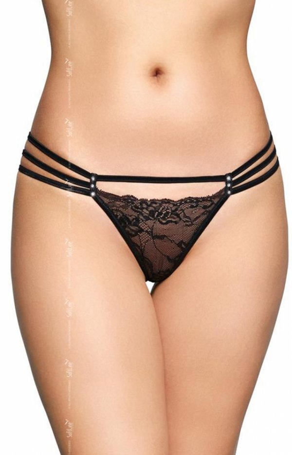 Softline 2493 koronkowe stringi damskie czarne