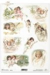 Boże Narodzenie, anioł, aniołek, aniołki, grające, śpiewające, nuty, anioły, retro, vintage, R196, Christmas, angels, playing, singing, musical notation, decorations, sheet music, angel, Navidad, temas de Navidad