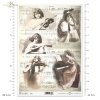 retro, vintage, muzyka, nuty, muzykantki, kobiety, instrumenty muzyczne, harfa, pianino, skrzypce, mandolina, skrzypaczka, gra na instrumencie, R373