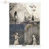 Lost in a Fairy Tale, Black & White, Czarny & Biały, marzenia senne, wyobraźnia, magia, niepewność, dziewczyna, tajemnica, sen, spadające gwiazdy, droga w nieznane, pnącza, zamek, daydreams, imagination, magic